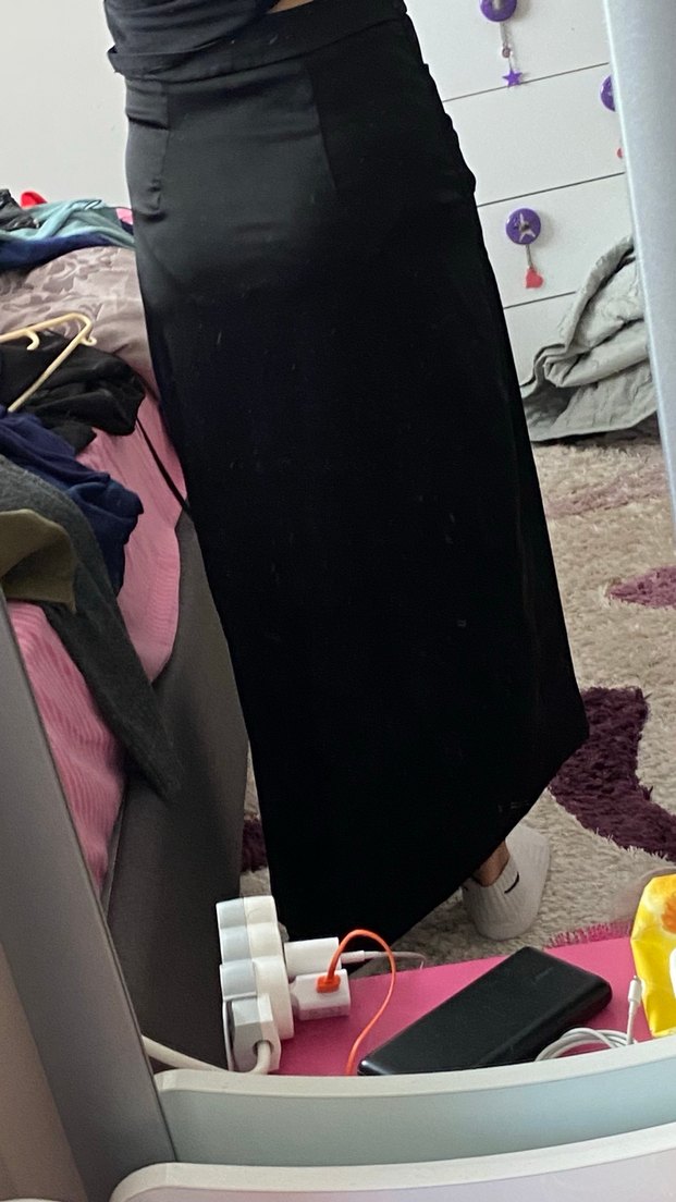 Siyah Drapeli Uzun Kadın Etek - Görsel 2