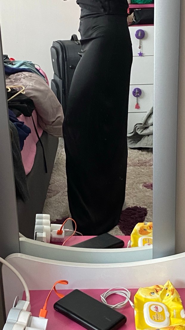 Siyah Drapeli Uzun Kadın Etek - Görsel 3