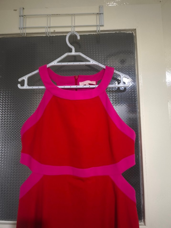 Kırmızı Drapeli Uzun Abiye Elbise - Görsel 2