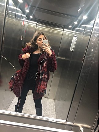 xs Beden bordo Renk Zara Peluş Mont