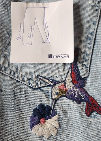 Nakışlı Mavi kadın jean - Görsel 9