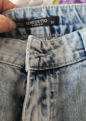 Nakışlı Mavi kadın jean - Görsel 4