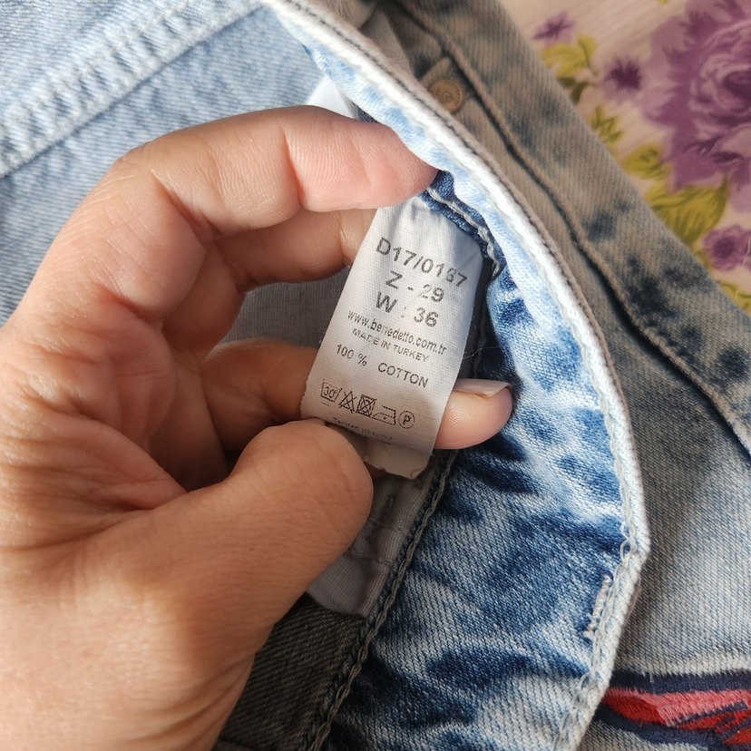 Nakışlı Mavi kadın jean - Görsel 5