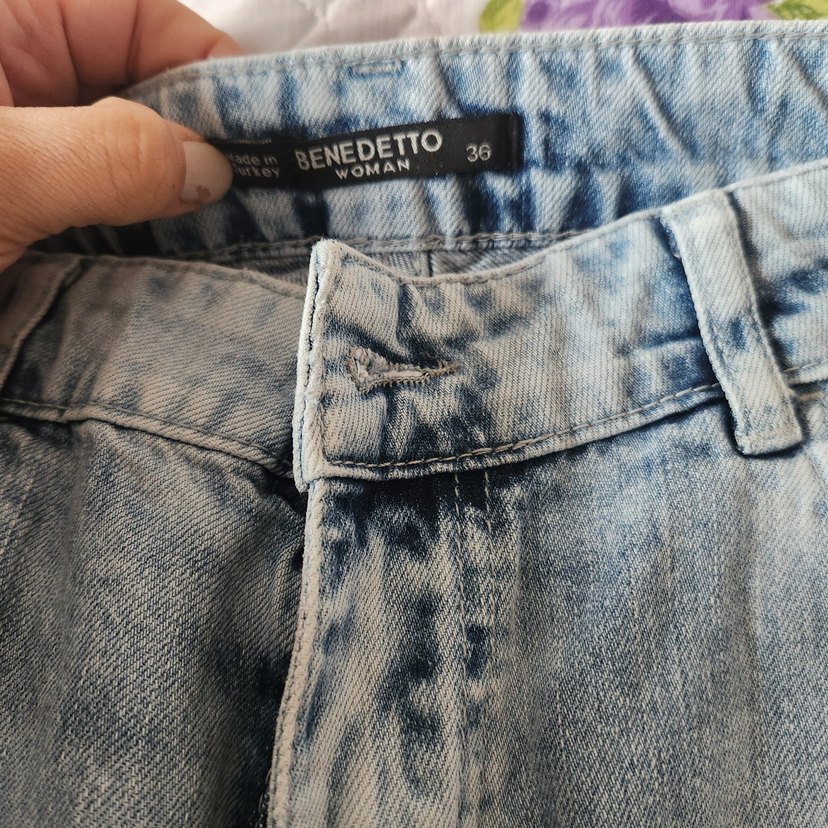 Nakışlı Mavi kadın jean - Görsel 4