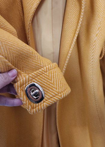 setre sarı kemerli palto kaban - Görsel 9