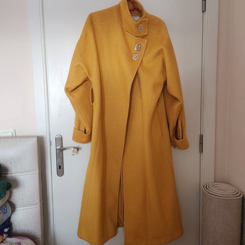 setre sarı kemerli palto kaban - Görsel 3