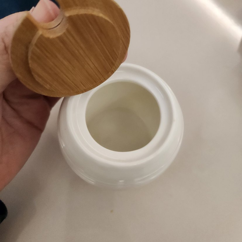 Beyaz porselen Ahşap Kapaklı bal kavanozu - Görsel 2