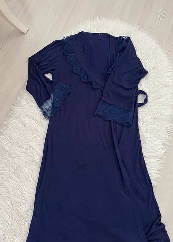 Lacivert V Yaka Hamile ve Emzirme üst ve sabahlik - Görsel 4