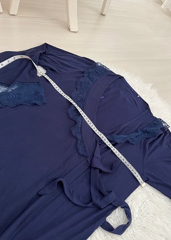 Lacivert V Yaka Hamile ve Emzirme üst ve sabahlik - Görsel 3