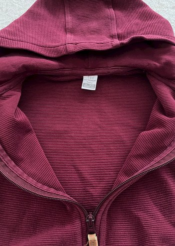 Bordo Kapüşonlu Fermuarlı Erkek Sweatshirt - Görsel 2