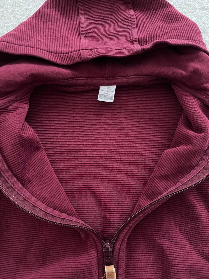 Bordo Kapüşonlu Fermuarlı Erkek Sweatshirt - Görsel 2