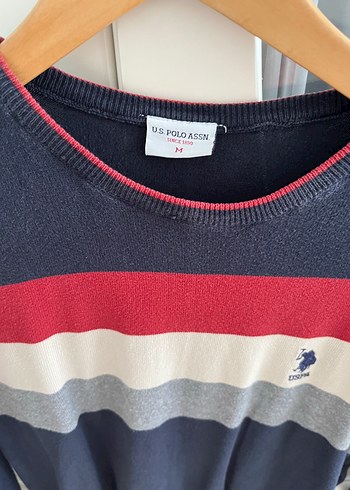 U.S Polo Assn. Çizgili Pamuklu Erkek Triko Kazak