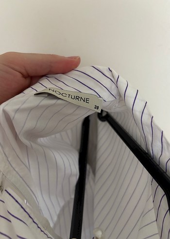 Nocturne Çizgili Fırfırlı Uzun Kollu Kadın Gömlek - Görsel 3