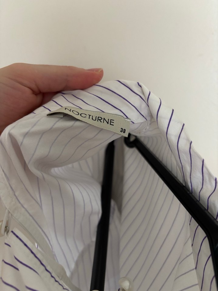 Nocturne Çizgili Fırfırlı Uzun Kollu Kadın Gömlek - Görsel 3