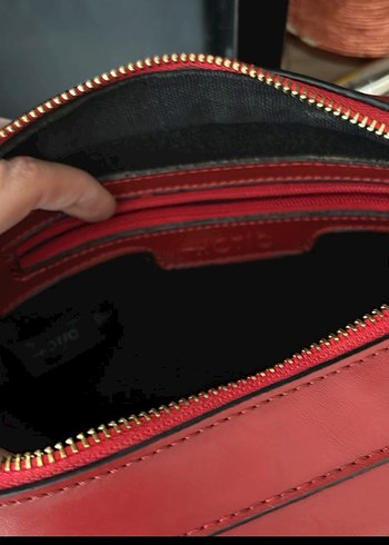 Hotiç Kırmızı Nakışlı Deri Kadın Çanta - Görsel 4