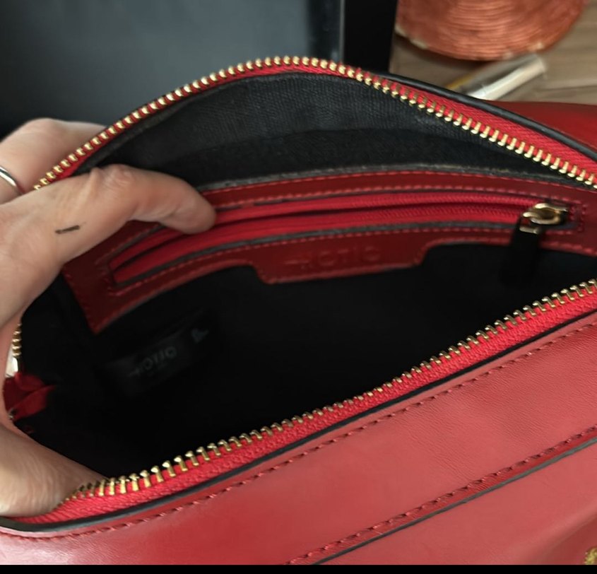 Hotiç Kırmızı Nakışlı Deri Kadın Çanta - Görsel 4