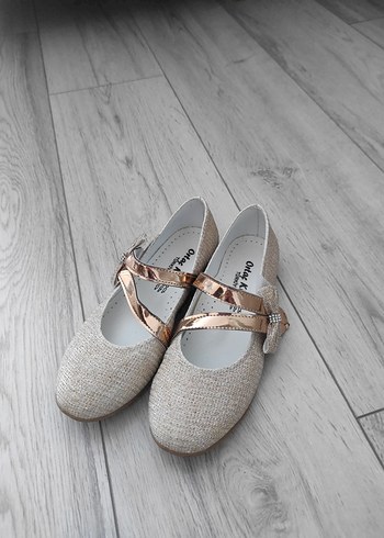 Kız Çocuk Bej Tokalı Babet Ayakkabı - Görsel 2