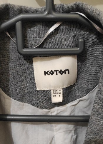 Düğmeli Gri Keten Kadın Blazer Ceket - Görsel 2