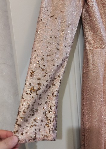 Uzun Parlak vizon kadın Abiye Elbise 38 beden - Görsel 3