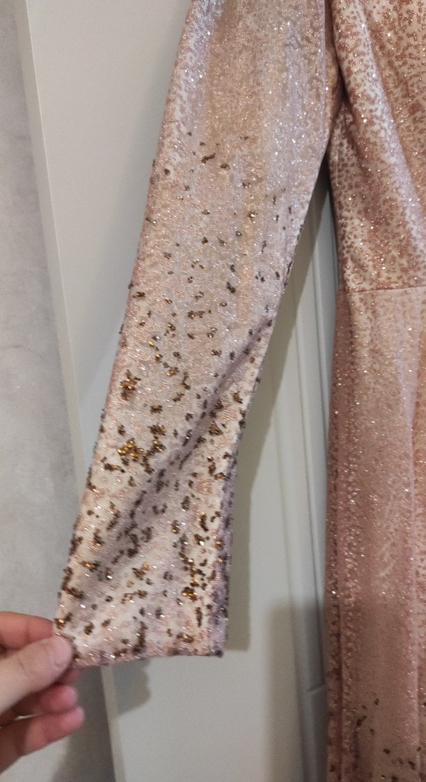 Uzun Parlak vizon kadın Abiye Elbise 38 beden - Görsel 3