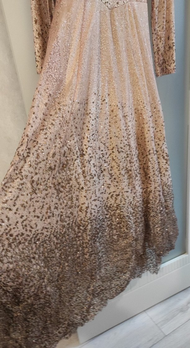 Uzun Parlak vizon kadın Abiye Elbise 38 beden - Görsel 4