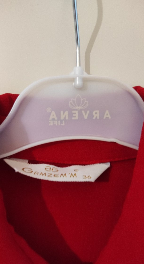 Düğmeli Kırmızı Uzun Gömlek elbıse 36 beden - Görsel 3