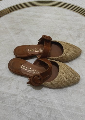 Bej hasır kadın terlık 36 numara - Görsel 2