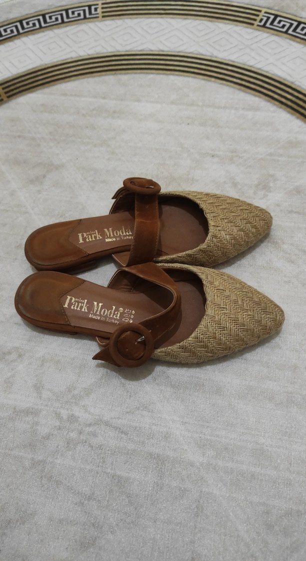 Bej hasır kadın terlık 36 numara - Görsel 3