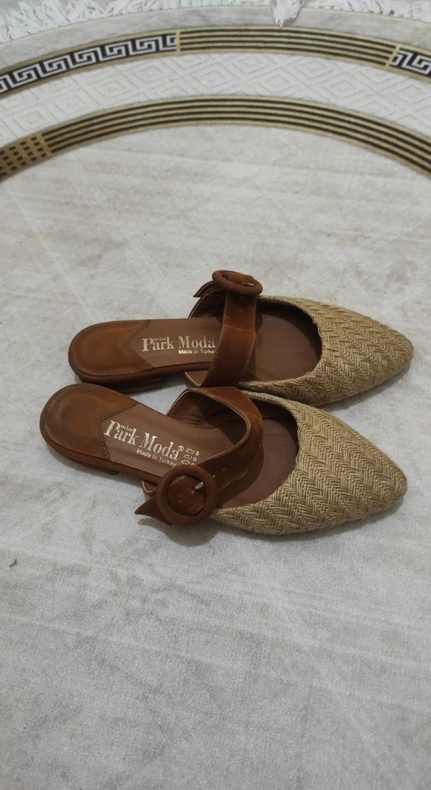 Bej hasır kadın terlık 36 numara - Görsel 2