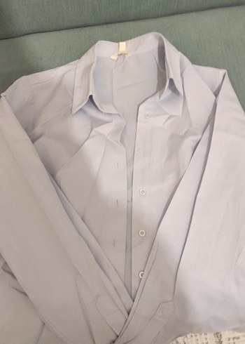 Kadın Buz mavi keten Regular Fit Gömlek 36 beden - Görsel 3