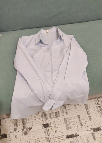 Kadın Buz mavi keten Regular Fit Gömlek 36 beden - Görsel 2