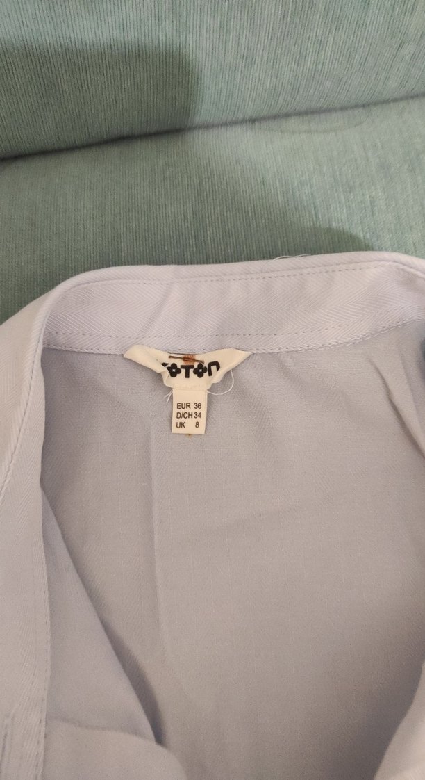 Kadın Buz mavi keten Regular Fit Gömlek 36 beden - Görsel 4