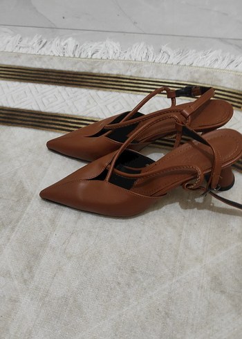 Kahverengi Deri Stiletto Kadın Ayakkabı 37 numara - Görsel 2