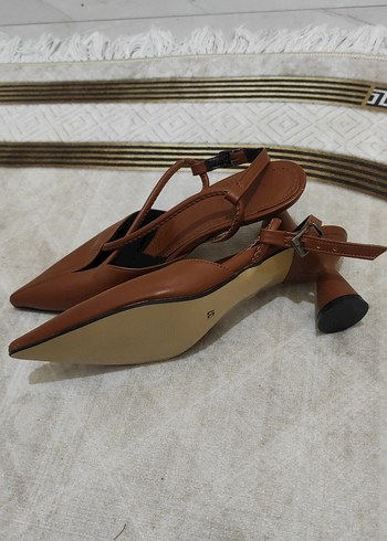 Kahverengi Deri Stiletto Kadın Ayakkabı 37 numara - Görsel 3