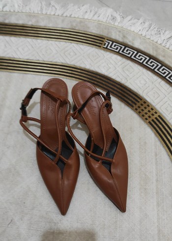 Kahverengi Deri Stiletto Kadın Ayakkabı 37 numara - Görsel 4