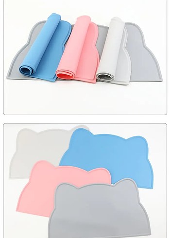 Kedi Şeklinde Silikon Kaymaz Mama Altlığı Matı - Görsel 3