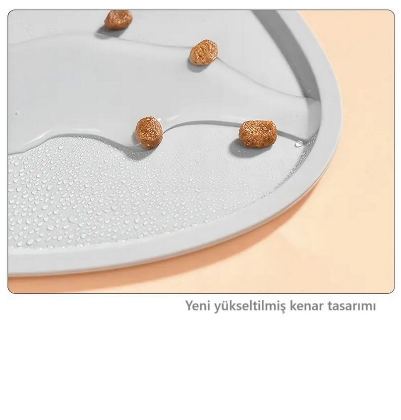 Kedi Şeklinde Silikon Kaymaz Mama Altlığı Matı - Görsel 5