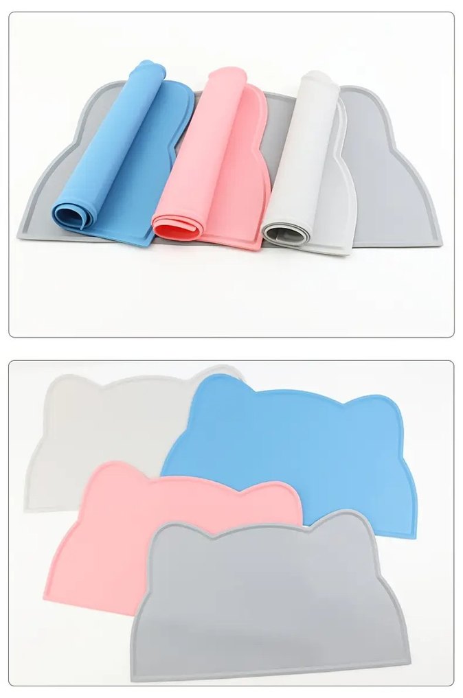 Kedi Şeklinde Silikon Kaymaz Mama Altlığı Matı - Görsel 3