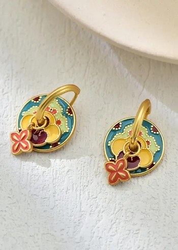 Beden çeşitli Renk Çiçek Desenli Mini Boncuklu Bohem Küpe