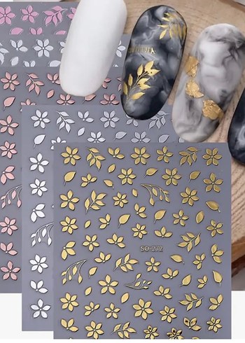 Parlak Altın Çiçek Tırnak Süsü - Görsel 6