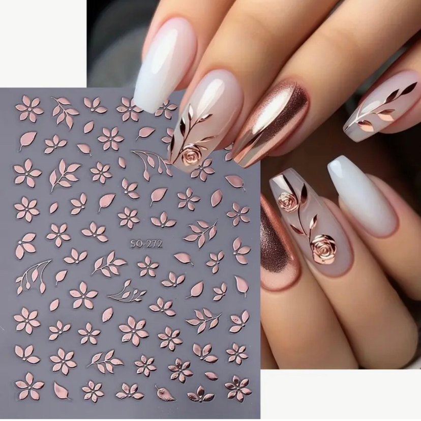 Parlak Altın Çiçek Tırnak Süsü - Görsel 2