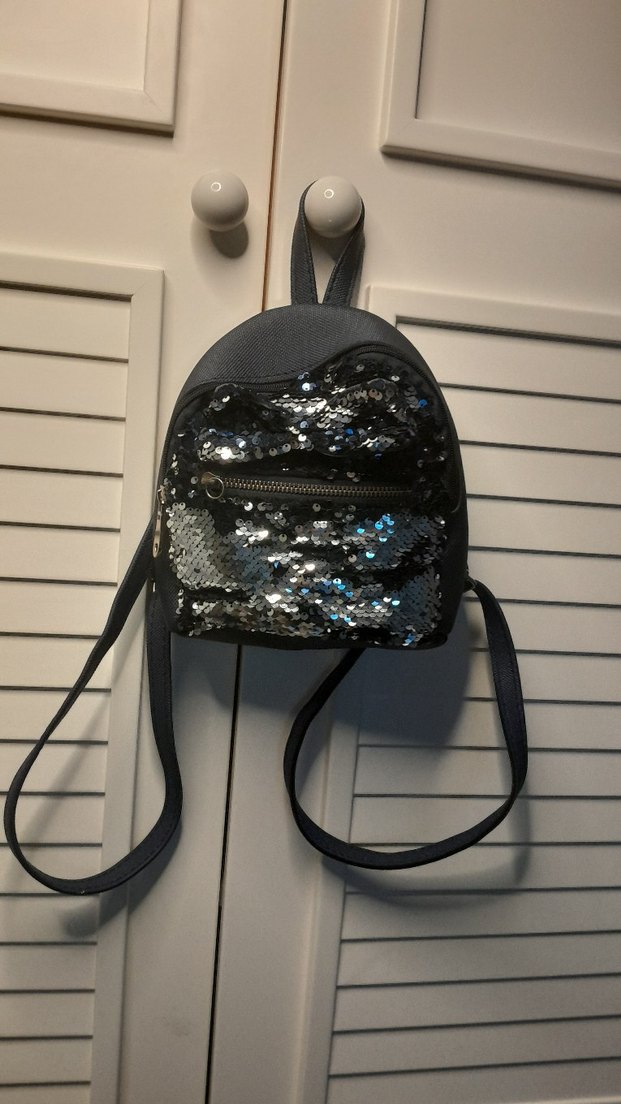 Gri Payetli Kadın Sırt Çantası - Görsel 4