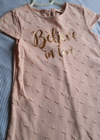 Kız Çocuk Pembe Kısa Kollu Örme Elbise - Görsel 6