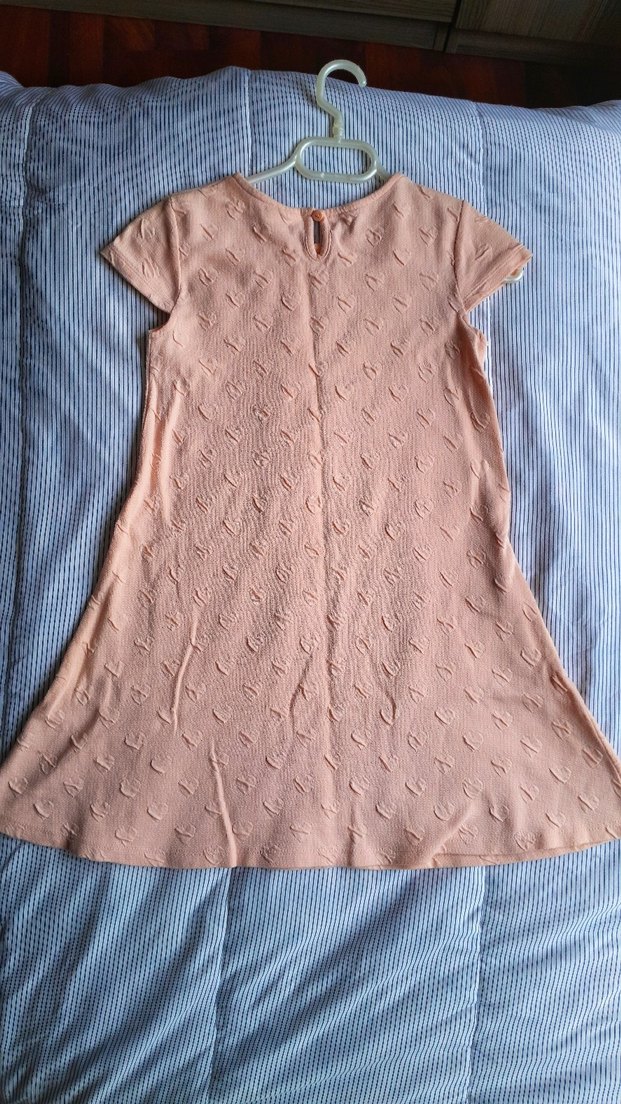 Kız Çocuk Pembe Kısa Kollu Örme Elbise - Görsel 2