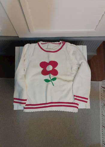 Çiçek Baskılı Kız Çocuk Triko Kazak - Görsel 8