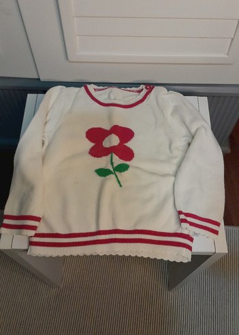 Çiçek Baskılı Kız Çocuk Triko Kazak - Görsel 2