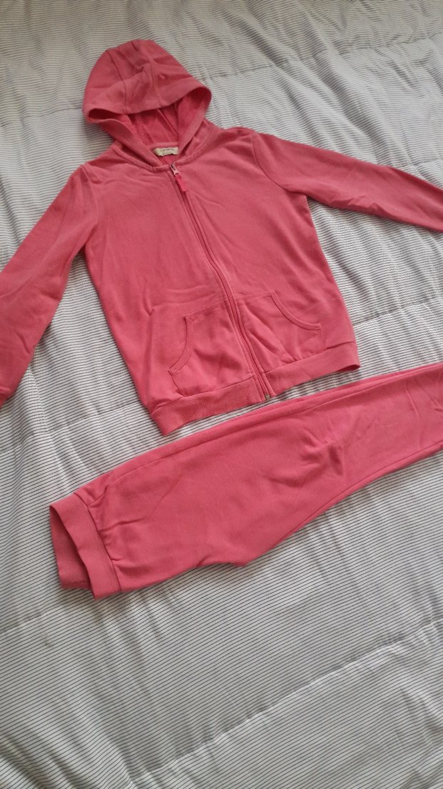 Kız Çocuk Pembe Fermuarlı Kapüşonlu Eşofman Takımı - Görsel 2