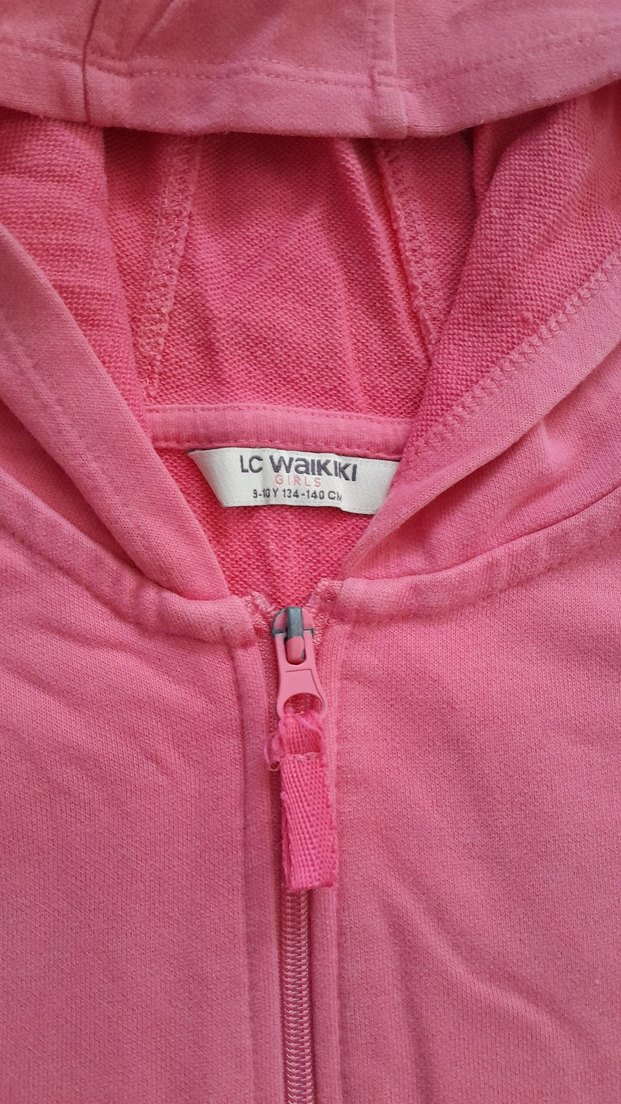 Kız Çocuk Pembe Fermuarlı Kapüşonlu Eşofman Takımı - Görsel 4
