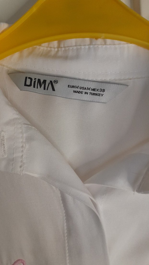 Nakışlı Beyaz Pamuklu Uzun Kollu Gömlek - Görsel 3