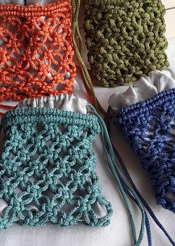 Bohem Örgü İpli airpot çantası /kese - Görsel 3